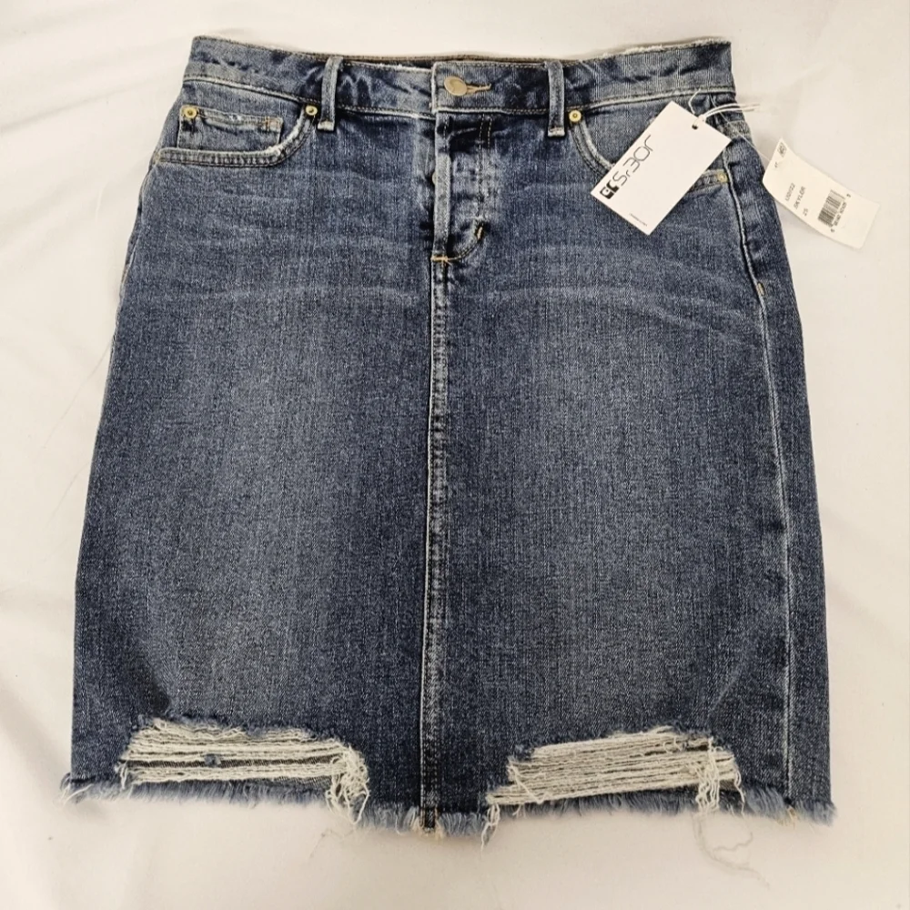 Joe's Jeans Blue Distressed Denim Mini Pencil Skirt Size 25 NWT